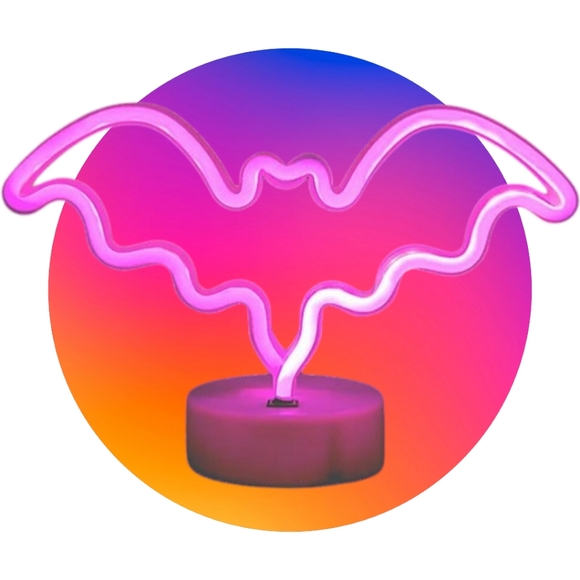 NEW LED Pink Neon Bat Halloween Decor Bat Shape Neon Signs Goth Wireless - Picture 5 of 6